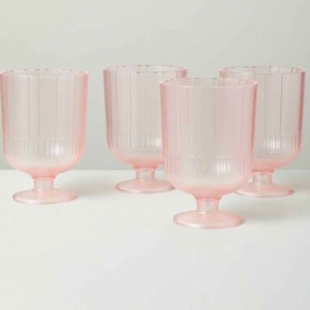 8pk. New. 16 oz. Pink textured acrylic wine goblets. Sold as bundle.